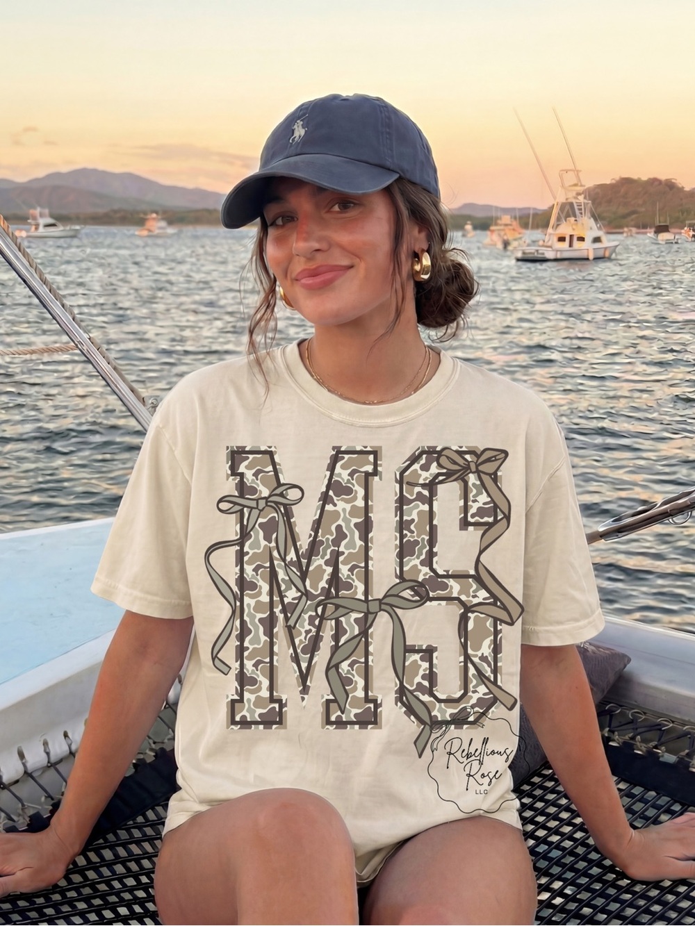 Rebellious Rose MS Camo Coquettes Graphic T-shirt